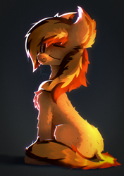 Size: 1825x2589 | Tagged: safe, artist:kainy, imported from derpibooru, oc, oc only, earth pony, colored, concave belly, eyebrows, fluffy, lighting, looking at you, one eye closed, shading, sitting, smiling, solo, wink, winking at you