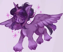 Size: 982x814 | Tagged: safe, artist:nan3nby, imported from derpibooru, twilight sparkle, alicorn, pony, alternate design, ear piercing, earring, female, glasses, jewelry, mare, piercing, simple background, spread wings, twilight sparkle (alicorn), unshorn fetlocks, wings