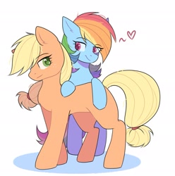 Size: 1907x1923 | Tagged: safe, artist:arllistar, imported from derpibooru, applejack, rainbow dash, earth pony, pegasus, pony, appledash, duo, duo female, female, lesbian, looking at each other, looking at someone, mare, shipping, simple background, white background