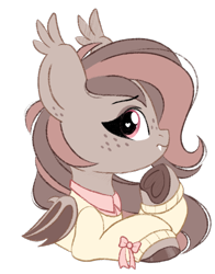 Size: 1213x1545 | Tagged: safe, artist:emberslament, imported from derpibooru, oc, oc only, oc:coffee break, bat pony, pony, bat pony oc, bat wings, clothes, cute, doodle, fangs, female, freckles, heart, heart eyes, mare, simple background, solo, sweater, transparent background, underhoof, wingding eyes, wings