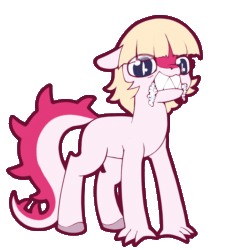 Size: 1750x1888 | Tagged: safe, artist:wild-thunder06, imported from derpibooru, pony, animated, blonde, clothes, dinopony, female, foaming at the mouth, gif, i wani hug that gator, long tail, mia, ponified, rabies, simple background, solo, tail, transparent background