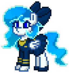 Size: 816x864 | Tagged: safe, imported from derpibooru, oc, oc only, oc:kizu fuan, pegasus, pony, pony town, bow, female, hair bow, pixel art, simple background, solo, transparent background