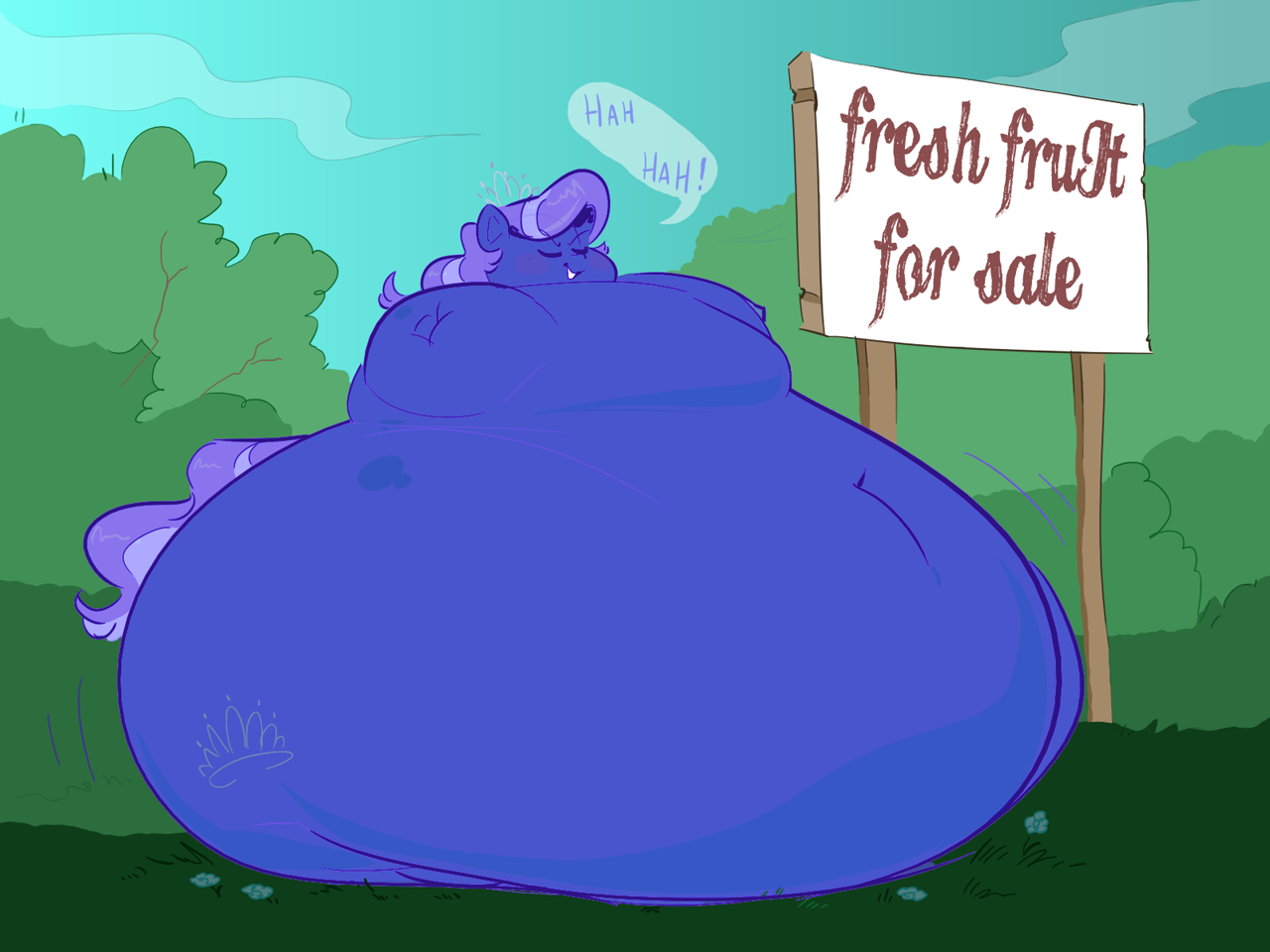 6952007 - suggestive, artist:polofastter, artist:secretgoombaman12345,  imported from derpibooru, diamond tiara, earth pony, pony, unicorn, belly,  big belly, blueberry inflation, chubby diamond, fat, horn, huge belly,  inflation, obese, solo - Ponerpics