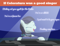 Size: 3000x2300 | Tagged: safe, artist:mightyshockwave, imported from derpibooru, coloratura, crying, meme, musical instrument, piano, shitposting, solo, spotlight, tears of joy, text