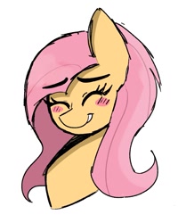 Size: 957x1197 | Tagged: safe, artist:billtism, imported from derpibooru, fluttershy, pegasus, pony, blushing, bust, eyes closed, female, mare, simple background, solo, white background