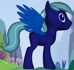 Size: 614x581 | Tagged: safe, imported from derpibooru, oc, oc only, oc:midnight space, pegasus, 3d pony creator, large wings, male, side view, solo, stallion, striped tail, tail, wings
