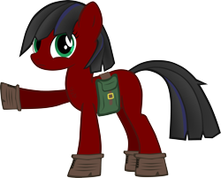 Size: 3363x2707 | Tagged: safe, artist:., derpibooru exclusive, imported from derpibooru, oc, oc only, oc:antimony (.), earth pony, pony, adult blank flank, bag, blank flank, boots, chest fluff, clothes, female, frown, high res, looking at you, mare, pointing, saddle bag, shoes, simple background, solo, transparent background, vector