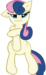 Size: 737x1200 | Tagged: safe, artist:fluor1te, imported from derpibooru, bon bon, sweetie drops, earth pony, pony, 2012, bipedal, female, lidded eyes, looking at you, mare, simple background, solo, tail, transparent background, we don't normally wear clothes