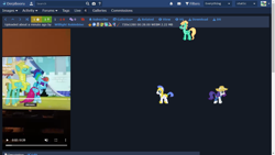 Size: 1366x768 | Tagged: safe, edit, edited screencap, imported from derpibooru, screencap, rainbow dash, rarity, zephyr breeze, pegasus, unicorn, derpibooru, sparkle's seven, april fools 2024, desktop ponies, female, horn, male, mare, meta, pixel art, royal guard, royal guard zephyr breeze, sprite, stallion