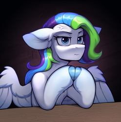 Size: 1979x1995 | Tagged: safe, artist:argigen, imported from derpibooru, oc, oc only, pegasus, pony, ear fluff, female, meme, nervous, palindrome get, wings