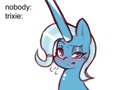 Size: 1052x744 | Tagged: safe, artist:chiefywiffy, imported from derpibooru, trixie, unicorn, female, horn, impossibly large horn, simple background, solo, white background