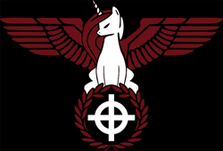 Size: 1103x750 | Tagged: safe, artist:deathp0ny, imported from twibooru, pony, celtic cross, fascism, fascist, fascist symbol, flag, image, mlpol, nazi, neo fascist, png