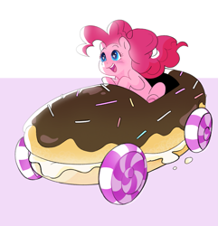 Size: 2085x2159 | Tagged: safe, artist:aztrial, imported from derpibooru, pinkie pie, earth pony, pony, candy, food, kart, smiling, solo