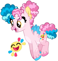 Size: 1541x1619 | Tagged: safe, artist:strawberry-spritz, imported from derpibooru, oc, oc only, hippogriff, hybrid, female, interspecies offspring, magical lesbian spawn, offspring, parent:pinkie pie, parent:princess skystar, parents:skypie, simple background, solo, transparent background