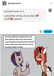 Size: 1170x1652 | Tagged: safe, artist:ask-luciavampire, imported from derpibooru, oc, pegasus, pony, undead, vampire, vampony, ask, potion, tumblr