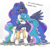 Size: 2400x2279 | Tagged: safe, artist:mdwines, imported from derpibooru, princess celestia, princess luna, alicorn, pony, age swap, angry, blush lines, blushing, celestia is not amused, clothes, commission, cute, duo, duo female, equestria girls outfit, female, floating heart, funny, heart, hug, madorable, open mouth, open smile, role reversal, shirt, siblings, sisters, sketch, smallestia, smiling, speech bubble, text, unamused