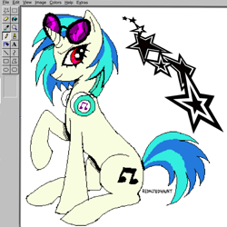 Size: 2000x2000 | Tagged: safe, artist:redactedhaunt, imported from derpibooru, dj pon-3, vinyl scratch, pony, unicorn, horn, ms paint, solo