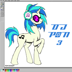 Size: 2000x2000 | Tagged: safe, artist:redactedhaunt, imported from derpibooru, dj pon-3, vinyl scratch, pony, unicorn, concave belly, horn, ms paint, slender, solo, thin