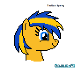 Size: 437x398 | Tagged: safe, artist:gojilion91, imported from derpibooru, oc, oc only, oc:flare spark, pony, bust, female, pixel art, simple background, solo, white background