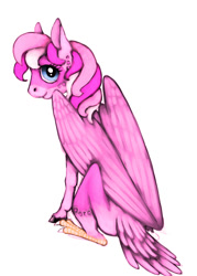 Size: 1000x1400 | Tagged: safe, artist:reamina, imported from derpibooru, oc, oc only, oc:bublegum sherbet, hippogriff, female, folded wings, large wings, reverse hippogriff, simple background, solo, white background, wings