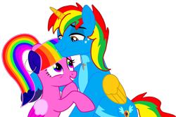 Size: 4592x3060 | Tagged: safe, artist:shieldwingarmorofgod, imported from derpibooru, oc, oc only, oc:rainbow sparkle, oc:shield wing, alicorn, female, male, shipping, simple background, solo, straight, transparent background