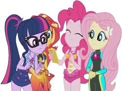 Size: 3396x2520 | Tagged: safe, edit, edited screencap, editor:homersimpson1983, imported from derpibooru, screencap, fluttershy, pinkie pie, sci-twi, sunset shimmer, twilight sparkle, human, equestria girls, background removed, clothes, cute, diapinkes, female, not a vector, sci-twiabetes, shimmerbetes, shyabetes, simple background, swimsuit, transparent background