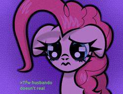 Size: 1300x1000 | Tagged: safe, artist:scandianon, imported from derpibooru, pinkie pie, earth pony, pony, female, floppy ears, looking down, mare, sad, solo, teary eyes, wavy mouth