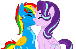 Size: 1773x1132 | Tagged: safe, artist:shieldwingarmorofgod, imported from derpibooru, starlight glimmer, oc, oc only, oc:shield wing, alicorn, alicornified, canon x oc, duo, female, kiss on the lips, kissing, male, race swap, shipping, simple background, starlicorn, transparent background, xk-class end-of-the-world scenario