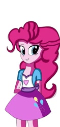 Size: 477x1008 | Tagged: safe, artist:ubaid987, imported from derpibooru, pinkie pie, human, equestria girls, clothes, cutie mark, cutie mark on clothes, female, pink skirt, simple background, skirt, solo, white background