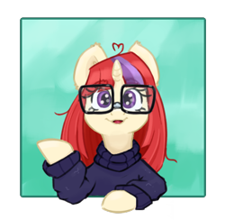 Size: 450x440 | Tagged: safe, alternate version, artist:kumakum, imported from derpibooru, moondancer, pony, unicorn, cute, horn, nerd, simple background, solo, transparent background