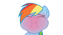 Size: 1620x902 | Tagged: safe, edit, edited screencap, imported from derpibooru, part of a set, screencap, rainbow dash, pony, sweet and elite, blushing, closed mouth, eyes closed, female, holding breath, mare, puffy cheeks, red face, simple background, solo, white background