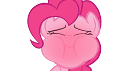 Size: 1620x902 | Tagged: safe, edit, edited screencap, imported from derpibooru, part of a set, screencap, pinkie pie, earth pony, pony, sweet and elite, blushing, closed mouth, eyes closed, female, holding breath, mare, puffy cheeks, red face, simple background, solo, white background