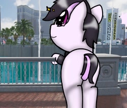 Size: 1272x1080 | Tagged: safe, artist:foxfer64_yt, imported from derpibooru, oc, oc only, earth pony, pony, butt, fountain, looking at something, looking up, smiling, stars