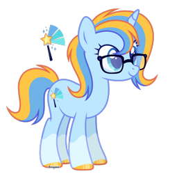 Size: 1404x1430 | Tagged: safe, artist:donquani, imported from derpibooru, oc, oc only, oc:leger demain, pony, unicorn, base used, blue coat, cutie mark, glasses, horn, simple background, smiling, solo, transparent background, unicorn oc