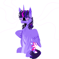 Size: 3000x3000 | Tagged: safe, artist:frostharbourer, imported from derpibooru, twilight sparkle, alicorn, pony, crying, female, frown, glasses, mare, simple background, solo, twilight sparkle (alicorn), white background