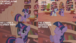 Size: 2000x1125 | Tagged: safe, edit, edited screencap, editor:quoterific, imported from derpibooru, screencap, rarity, twilight sparkle, pony, unicorn, look before you sleep, golden oaks library, horn, unicorn twilight