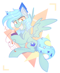 Size: 2304x2814 | Tagged: safe, artist:singingsun, imported from derpibooru, oc, oc only, pegasus, pony, abstract background, commission, flying, full body, looking at you, male, phone, simple background, smiling, smiling at you, solo, white background