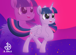 Size: 2600x1900 | Tagged: safe, artist:k. dale, derpibooru exclusive, imported from derpibooru, twilight sparkle, alicorn, pony, female, happy, mare, movie accurate, solo, twilight sparkle (alicorn), zoom layer