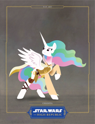 Size: 2550x3300 | Tagged: safe, artist:prixy05, imported from derpibooru, princess celestia, alicorn, pony, female, jedi, lightsaber, lineless, mare, star wars, star wars: the high republic, weapon