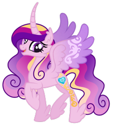 Size: 718x790 | Tagged: safe, artist:monochrome-sunsets, imported from derpibooru, princess cadance, pony, alternate design, concave belly, curved horn, horn, long horn, simple background, slender, solo, spread wings, thin, transparent background, wings