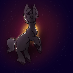 Size: 755x755 | Tagged: safe, artist:titansbiggestfan123, imported from derpibooru, pony, unicorn, 2024 solar eclipse, blank flank, colored hooves, eyes closed, gradient horn, horn, male, moon, ponified, solarballs, solo, space, stallion, stars, sun, unshorn fetlocks