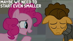 Size: 2000x1125 | Tagged: safe, edit, edited screencap, editor:quoterific, imported from derpibooru, screencap, cheese sandwich, pinkie pie, earth pony, pony, the last laugh