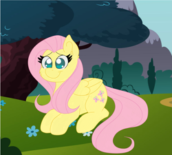 Size: 2297x2066 | Tagged: safe, artist:cinematic-fawn, imported from derpibooru, fluttershy, pony, lying down, prone, solo