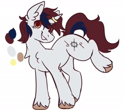 Size: 2048x1828 | Tagged: safe, artist:ruef, imported from derpibooru, oc, oc only, oc:metronome circuit, pony, unicorn, black background, chest fluff, colored hooves, ear fluff, horn, horn ring, jewelry, one leg raised, pony oc, reference sheet, ring, simple background, solo, unicorn oc, unshorn fetlocks, white background