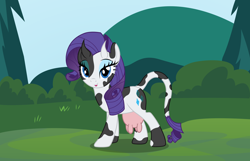 Size: 3840x2472 | Tagged: safe, alternate version, artist:badumsquish, derpibooru exclusive, imported from derpibooru, rarity, cow, cow pony, pony, bedroom eyes, cowified, female, imminent milking, looking at you, mare, open mouth, open smile, raricow, show accurate, smiling, solo, species swap, this will end in milking, udder