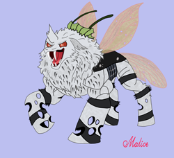 Size: 3400x3100 | Tagged: safe, artist:malice-may, imported from derpibooru, oc, oc only, oc:tarsus, butterfly, changeling, insect, moth, alchemist, alchemy, blue background, buff, changeling oc, concave belly, hulk out, insect wings, monster, muscles, mutant, pathfinder, simple background, skinny, solo, strong, thin, wings