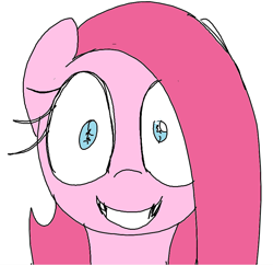 Size: 828x803 | Tagged: safe, artist:datte-before-dawn, pinkie pie, earth pony, pony, female, looking at you, mare, pinkamena diane pie, simple background, smiling, solo, white background, wide eyes