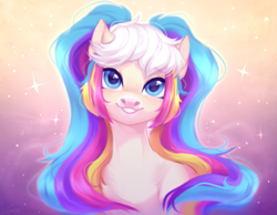 Size: 2533x1964 | Tagged: safe, artist:sparkling_light, imported from derpibooru, oc, pony, bust, female, smiling, solo, sternocleidomastoid
