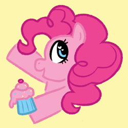 Size: 500x500 | Tagged: safe, artist:nyfti, imported from derpibooru, pinkie pie, earth pony, cupcake, female, food, solo