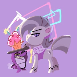 Size: 544x544 | Tagged: safe, artist:soleildiddle, imported from derpibooru, octavio pie, alligator, earth pony, pony, my little pony: pony life, clothes, duo, lavender background, male, simple background, stallion